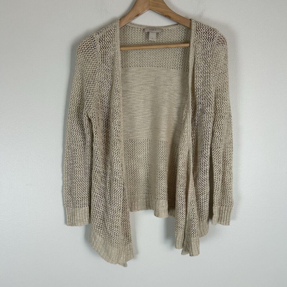 Small Open Knit Cardigan Beige Tan Eclectic Folk Top Grunge Mesh Sheer